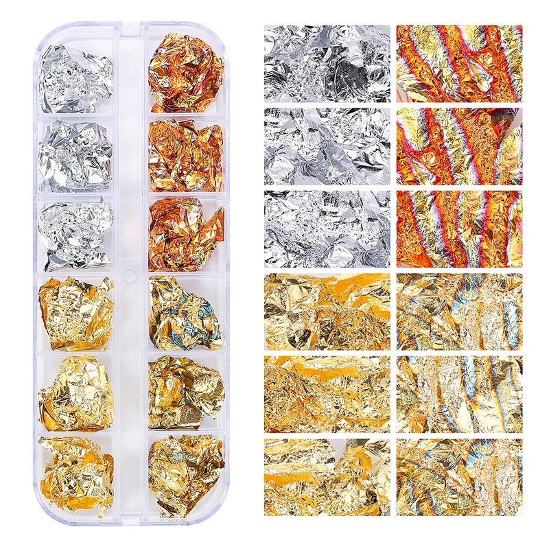 6/12 Grids Double Color Gold Nail Foil